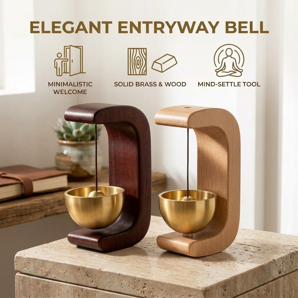 Entriva™– Elegant Wooden-Brass Doorbell